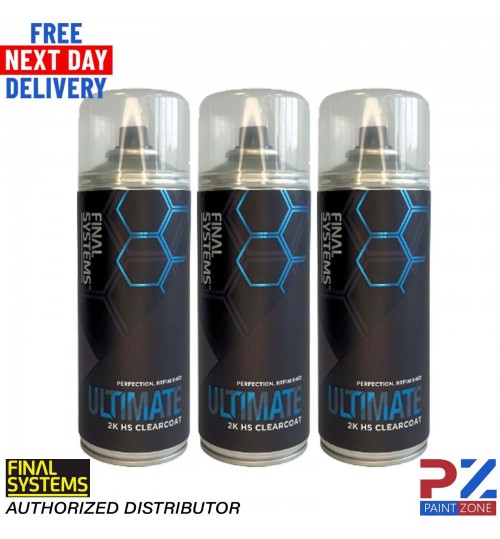 3 x FINAL SYSTEMS ULTIMATE 2K HS CLEARCOAT AEROSOL - 400ml